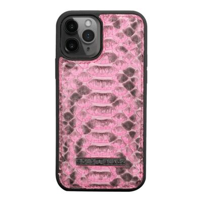 Etui cuir iPhone 12/12 Pro Python Rose