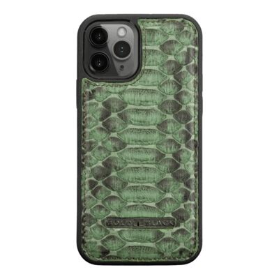 Etui iPhone 12/12 Pro cuir python vert herbe