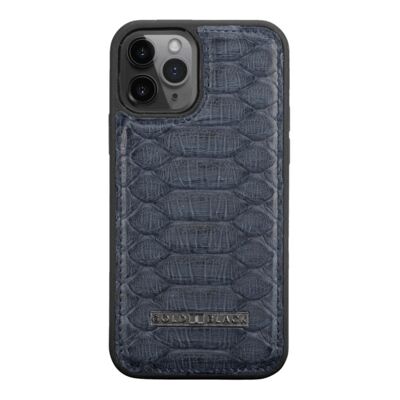 iPhone 12/12 Pro leather sleeve python navy blue