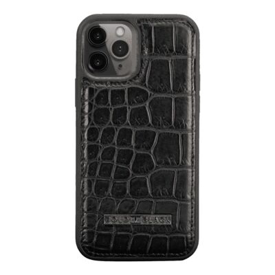 Etui cuir iPhone 12/12 Pro Crocodile Noir