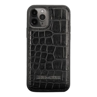 iPhone 12/12 Pro leather sleeve Crocodile Black