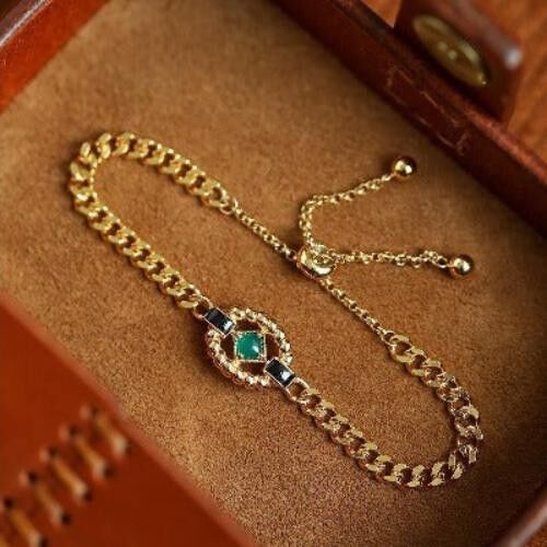 Bracciale a catena di lusso con onice verde