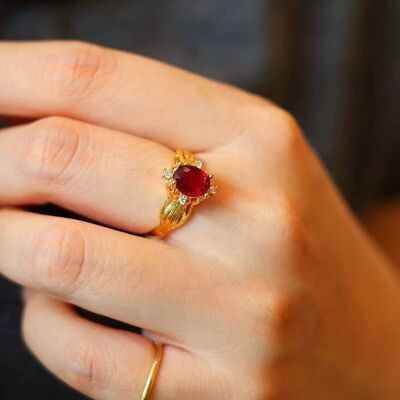 Anello solitario con vero rubino regolabile