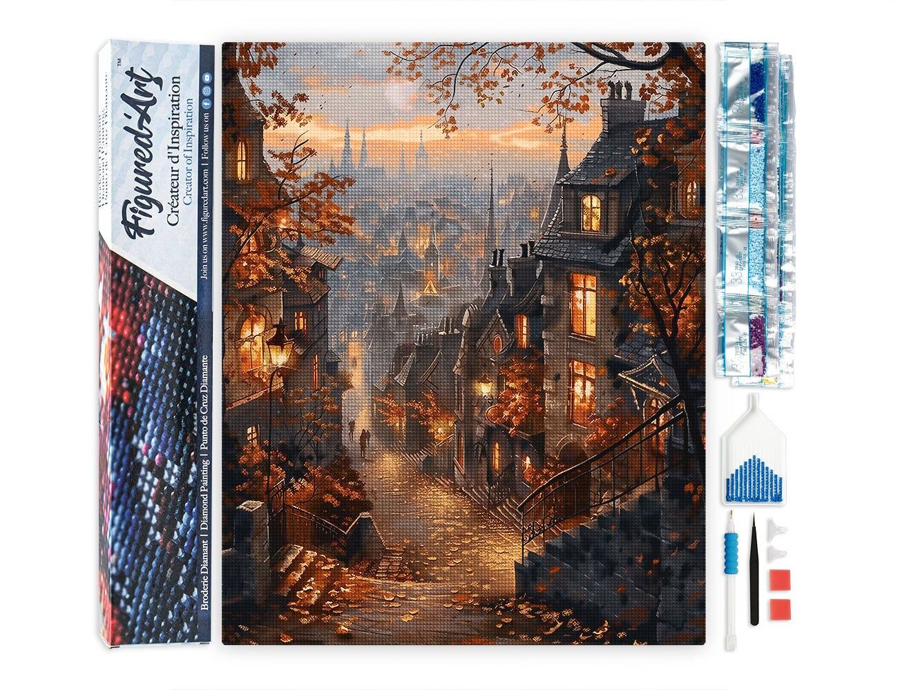 Ricamo a diamante - Strada autunnale e Città Vecchia