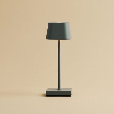 Lampe de table sans fil Sarphati Mouse Grey, idéale pour l'industrie hôtelière - Rechargeable sans fil via une station de charge, lampe à intensité variable et 3 modes d'éclairage