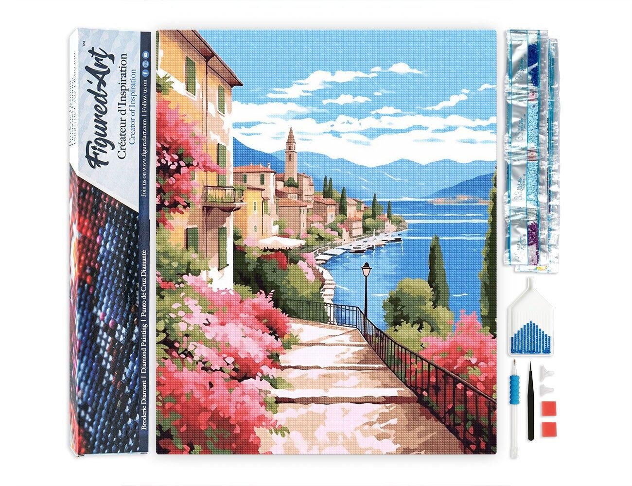 Ricamo a diamante - Lago di Como in fiore