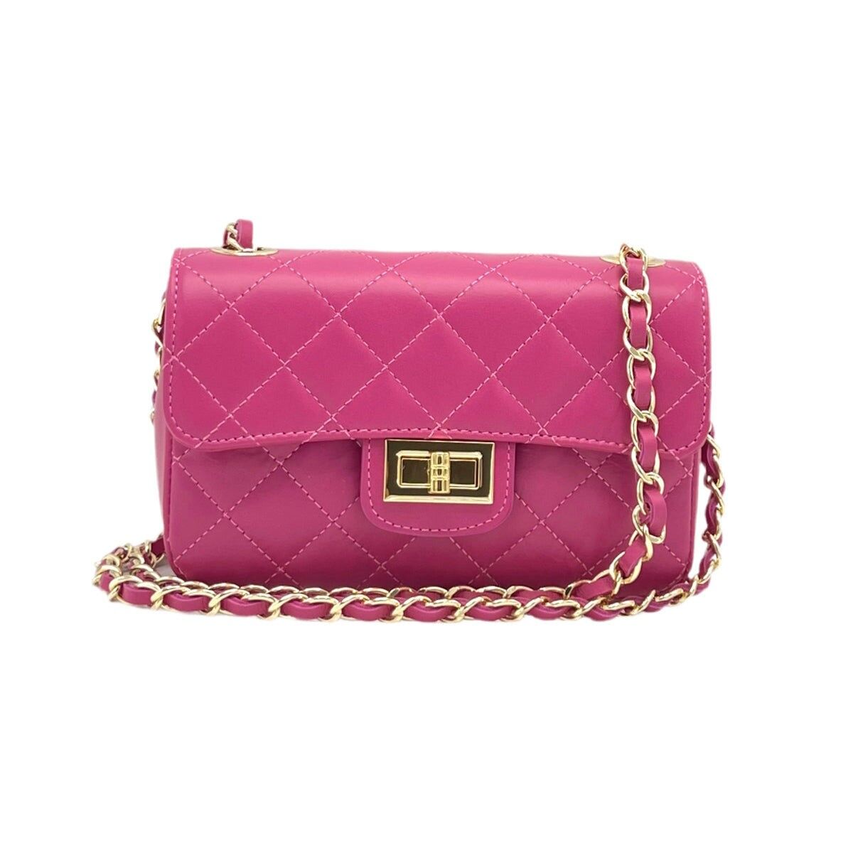 Kettentasche aus echtem Leder, kleine Größe, Made in Italy, Art.112492