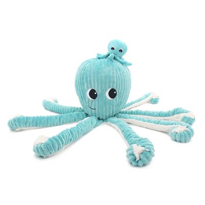 PTIPOTOS BY LES DEGLINGOS - PELUCHE GIGANTE 45 CM FILOU IL POLPO MAMMA BABY BLU ACQUA