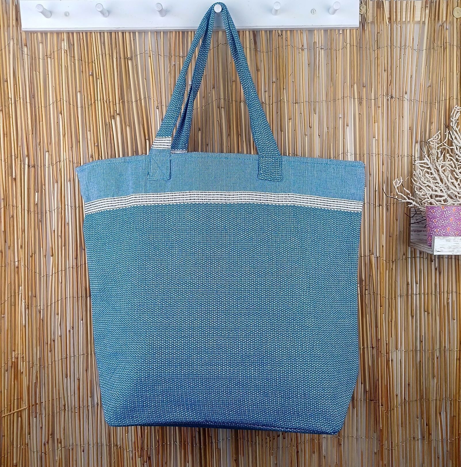 Borsa interna Bohemia 100% cotone e plastica - Turchese