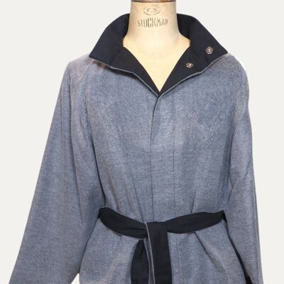 The reversible gray and black chevron cape