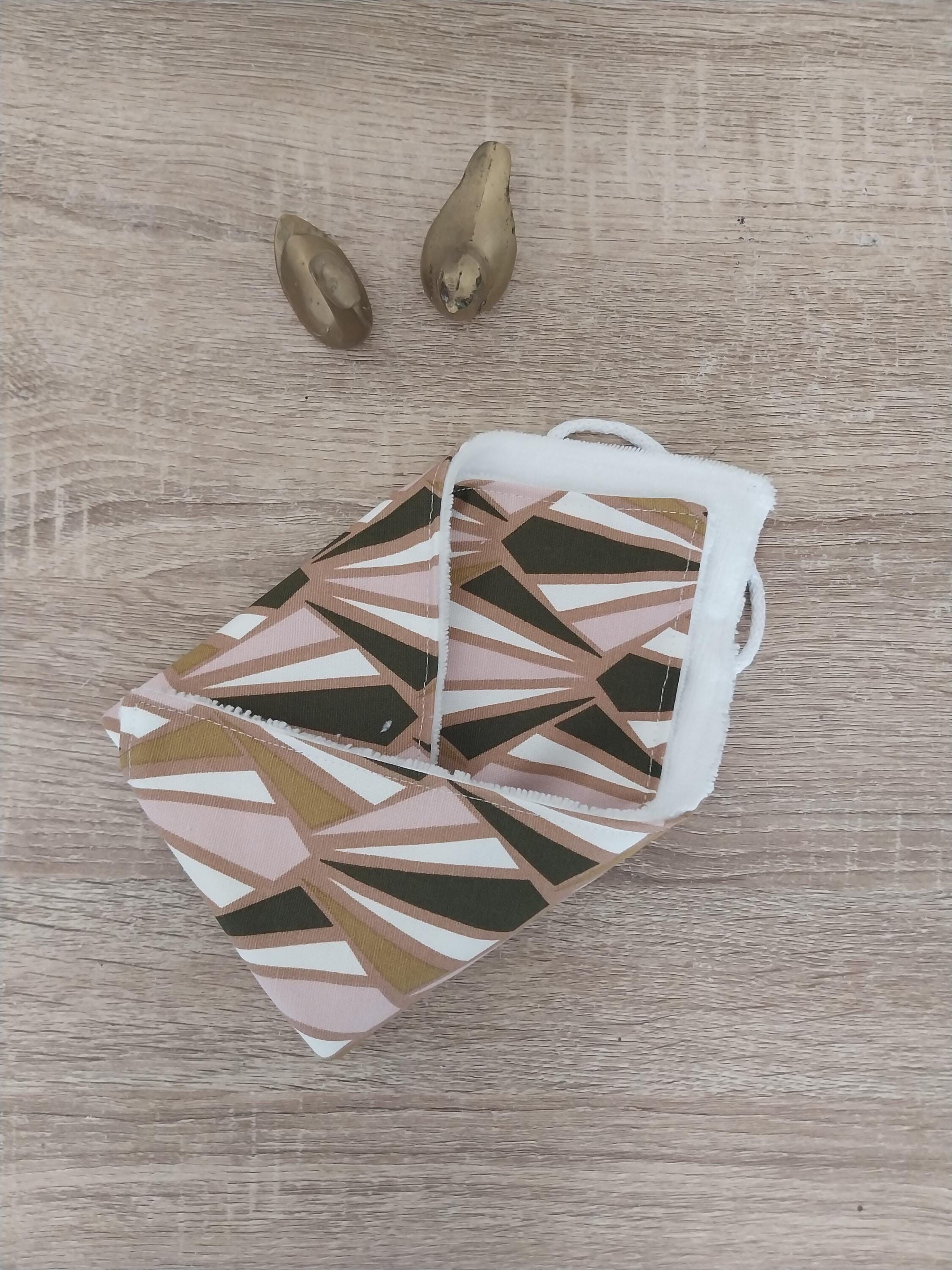 Bamboo terry face towel or hand towel, 30*30cm pink/black graphic