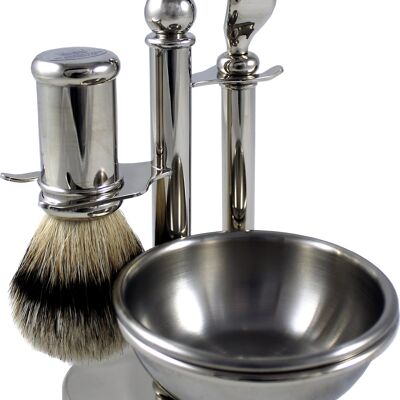 Set de rasage argent avec porte-savon (Référence : 76142)