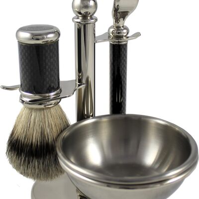 Shaving set carbon look with soap dish (Article No .: 76146)