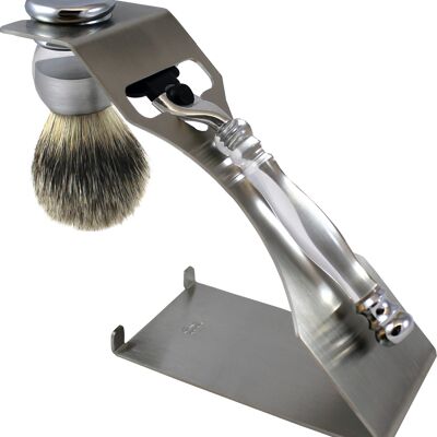 Shaving set acrylic clear with metal (Article No .: 76160)
