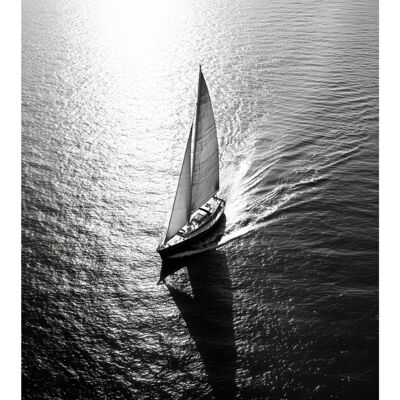 Póster de diseño de un velero en la Riviera Francesa