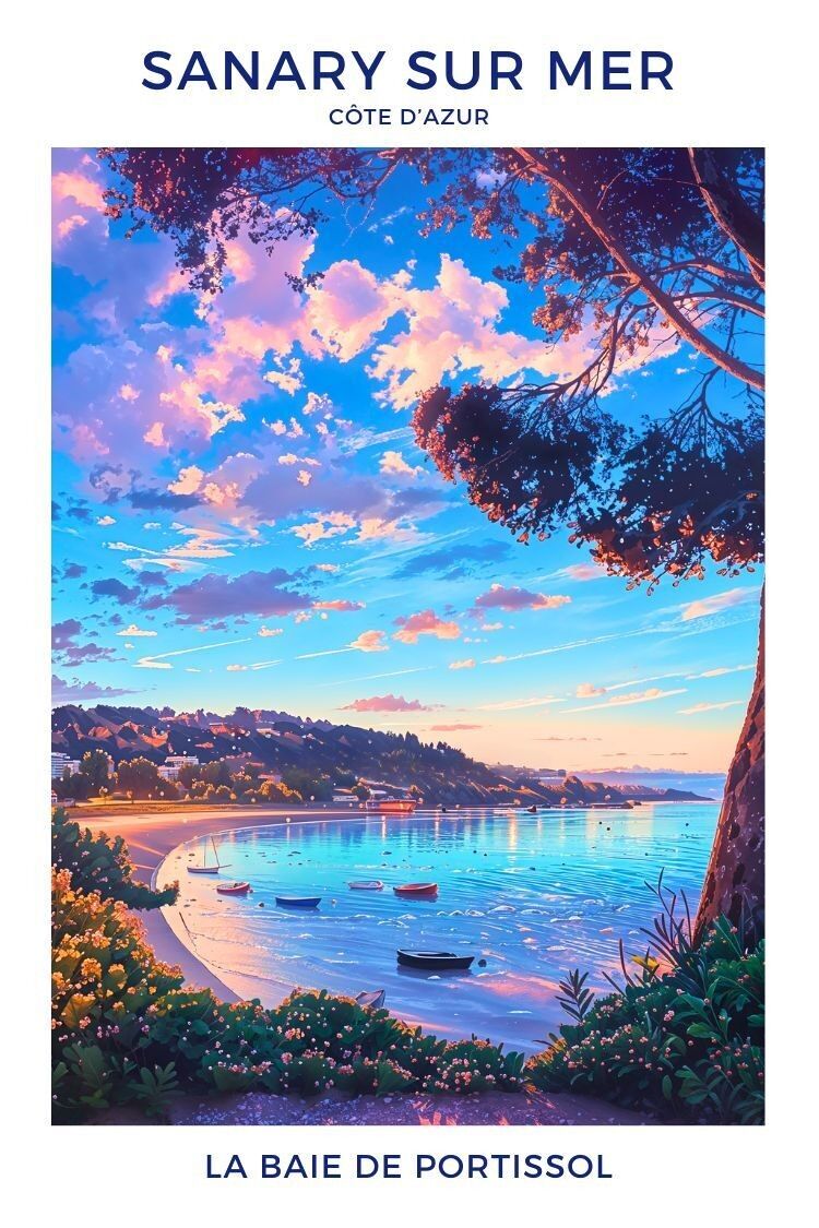 Manifesto decorativo - Sanary-sur-Mer, baia di Portissol