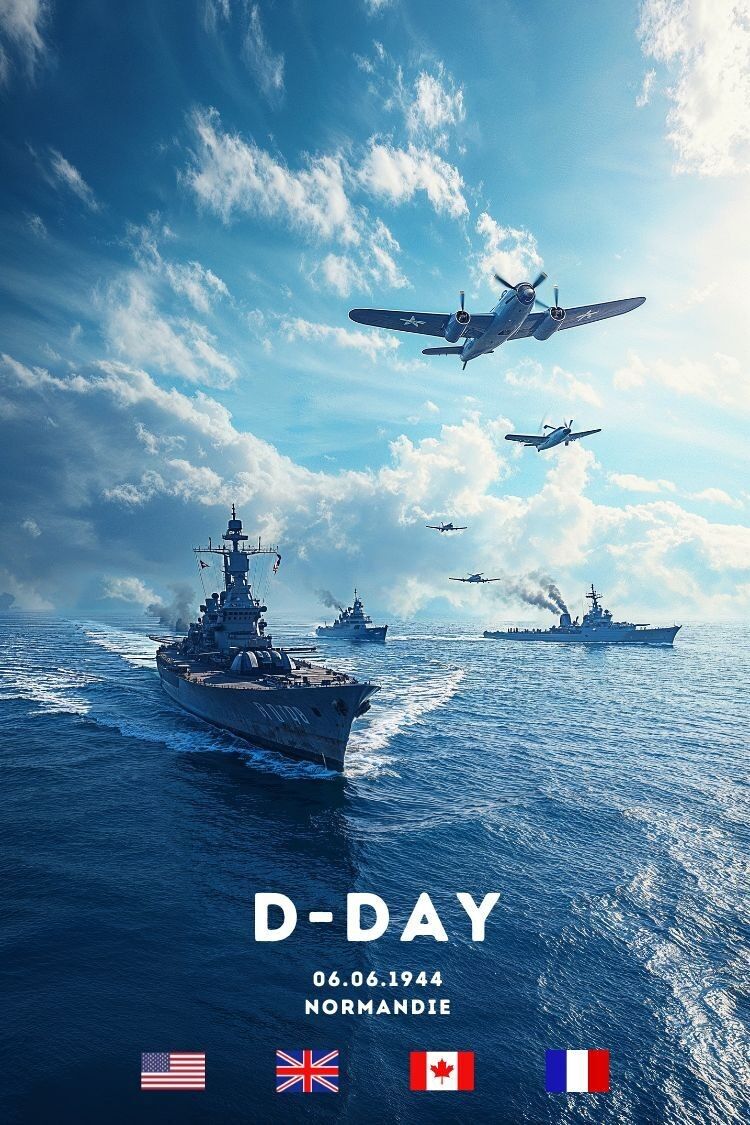 D-Day-Schiff und Flugzeug Poster