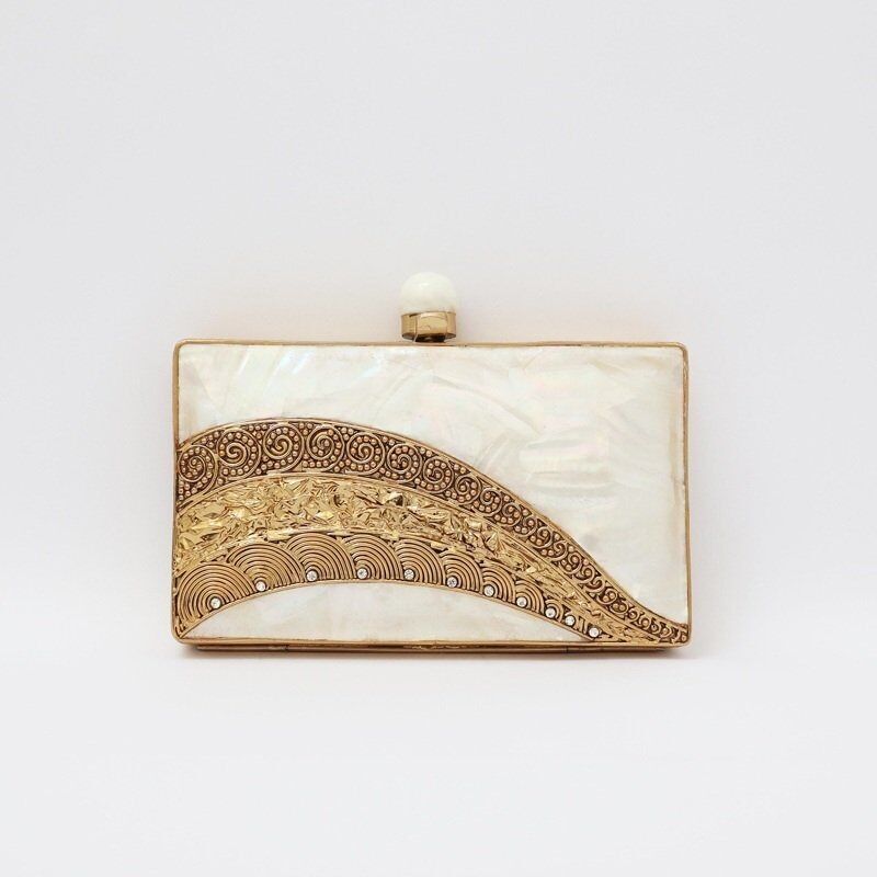 Deluxe Palk Clutch Bianco Madreperla