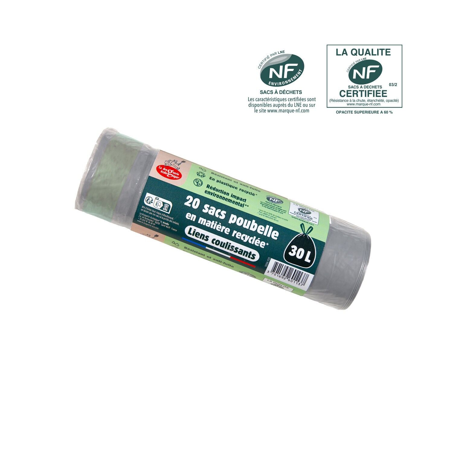 Espositore da 20 sacchi per la spazzatura con coulisse 30 L - Plastica riciclata