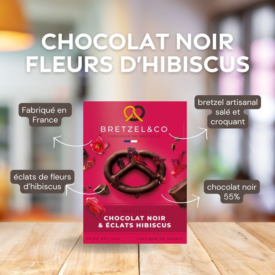pretzel al cioccolato fondente - fiori di ibisco