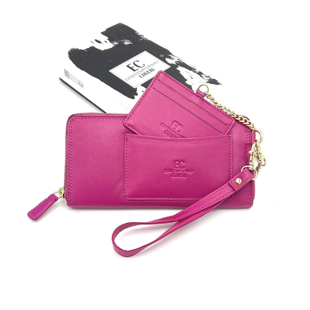 Damengeldbörse aus echtem Leder mit Kartenhalter, EC COVERI, Art. : EC25760-19. 290