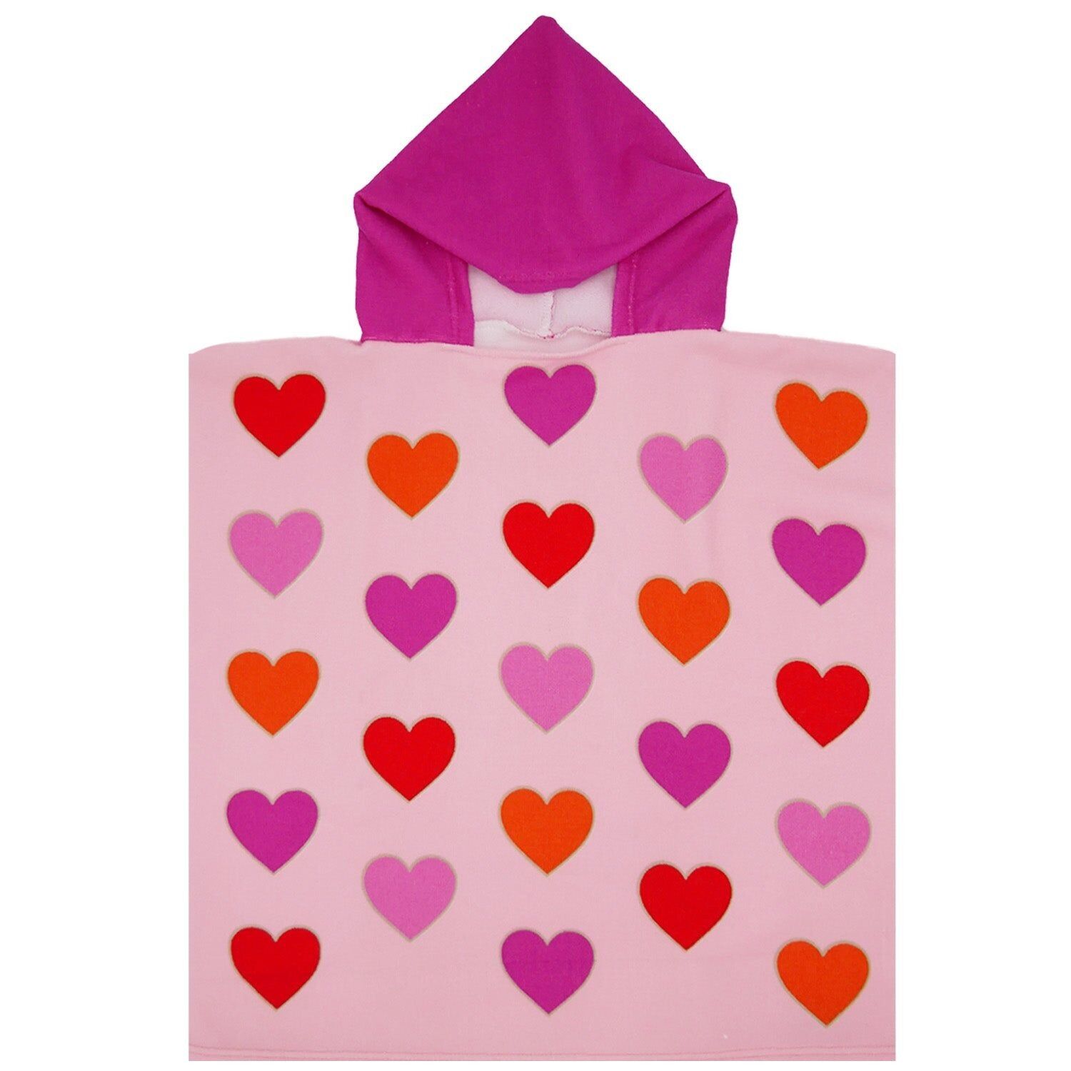 Poncho in microfibra per bambini rosa 60x60 250g/m² - Poncho Hearts