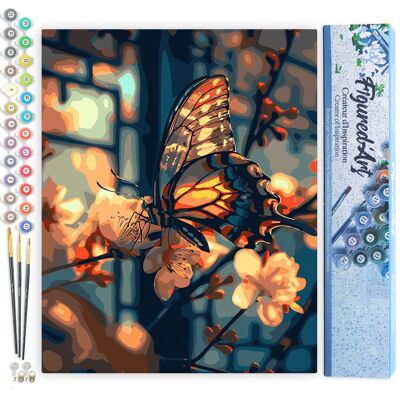Peinture par Numéro Kit DIY - Papillon et Fleurs de Cerisiers - Toile roulée