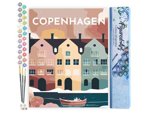 Peinture par Numéro Kit DIY - Affiche Vintage Copenhague - Toile roulée