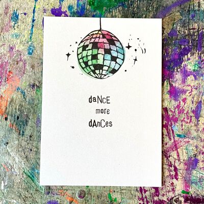 Postal, tarjeta de felicitación, "Baila más bailes" / Cartón de 580 g, tacto de alta calidad. Postal con estilo.#Tarjetakuki