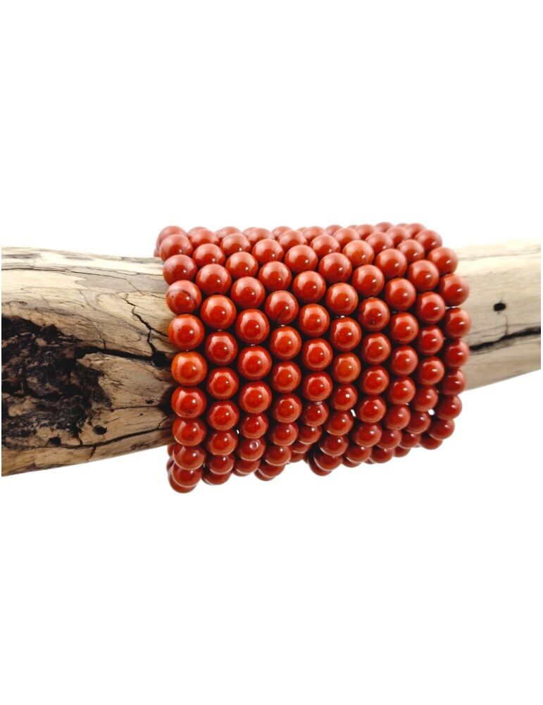 Red jasper beaded bracelet A