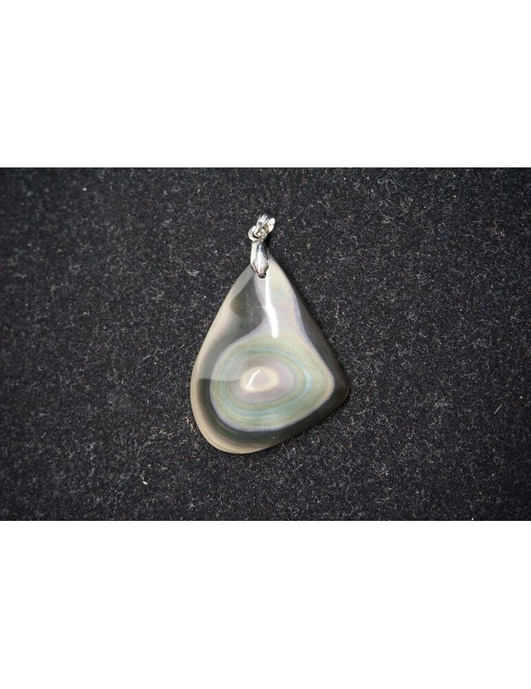 Pendentif Forme libre obsidienne oeil céleste AA