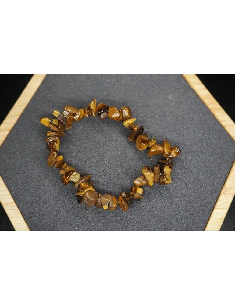 Juego de 10 pulseras con chips de ojo de tigre