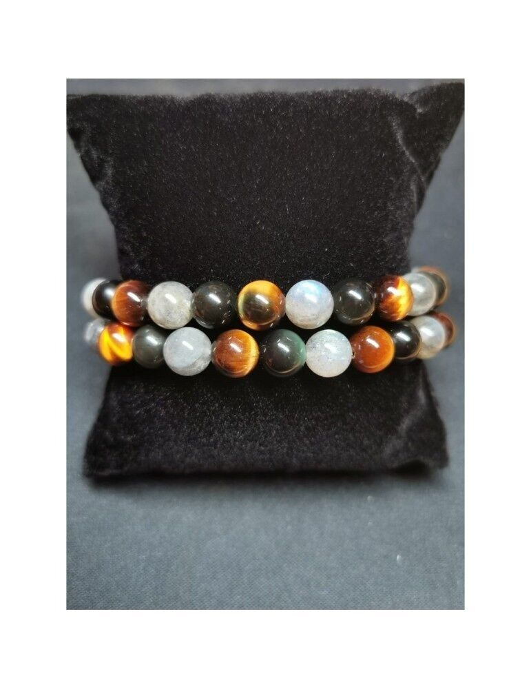 Bracciale tripla protezione perline labradorite A