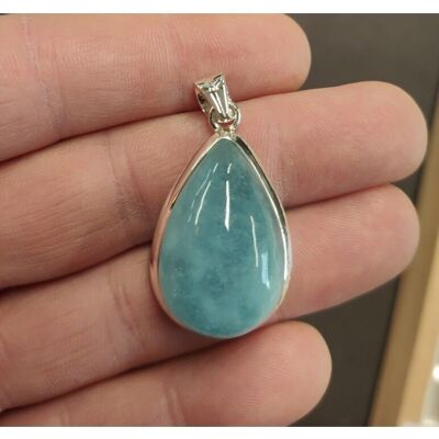 Pendentif Aigue Marine xl serti en argent 925