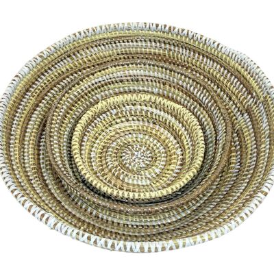 3 Round Cracked Natural and Gold Cups