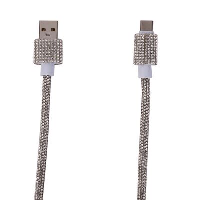 Cavo USB-Type-C da 1 m in strass argento - 10 W