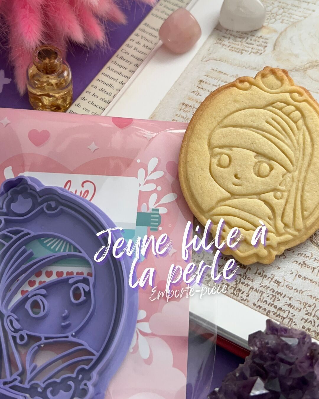 Cortador de galletas de La joven con un pendiente de perla