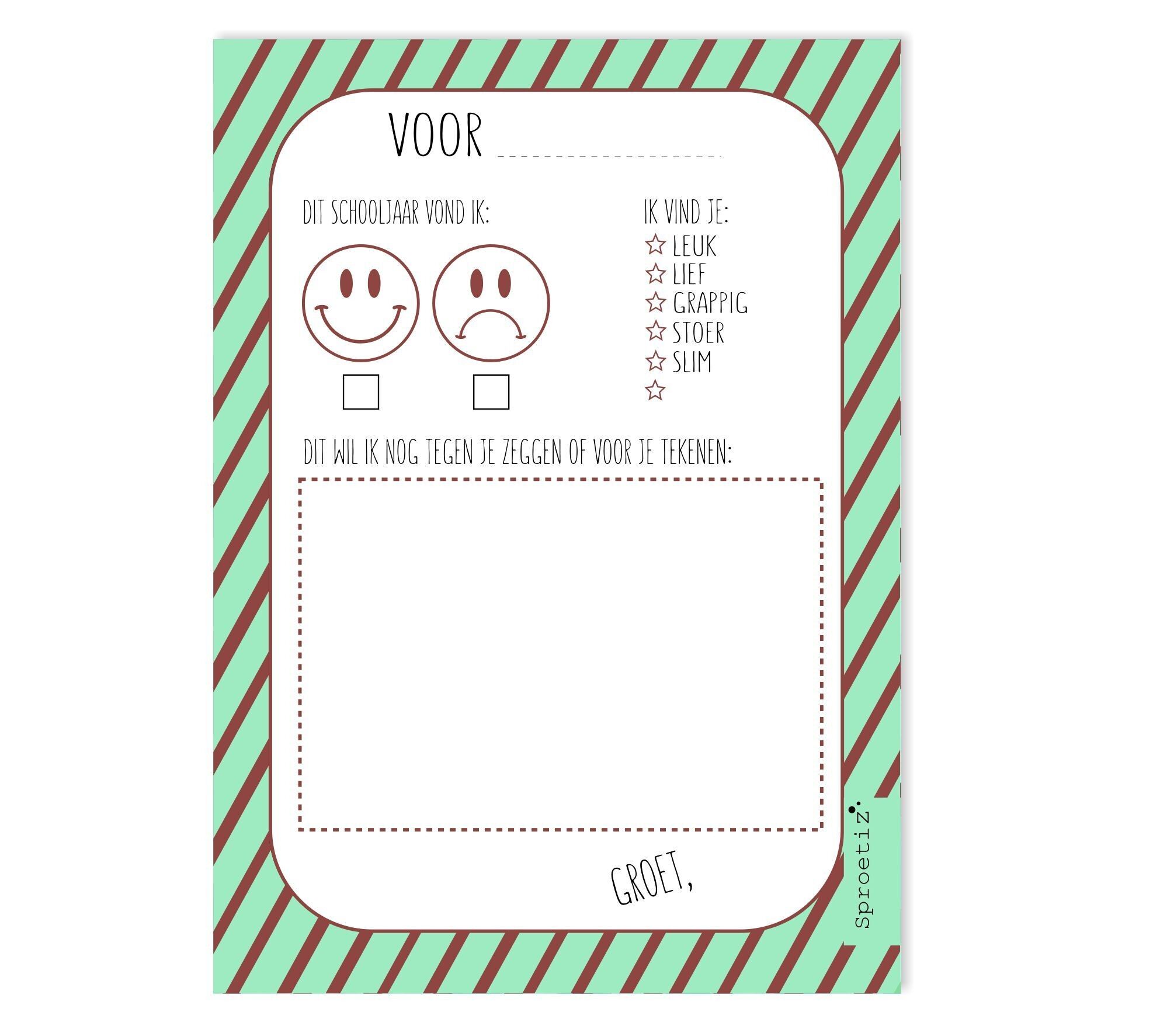 Scheda da compilare 5 pezzi - grazie buon anno scolastico