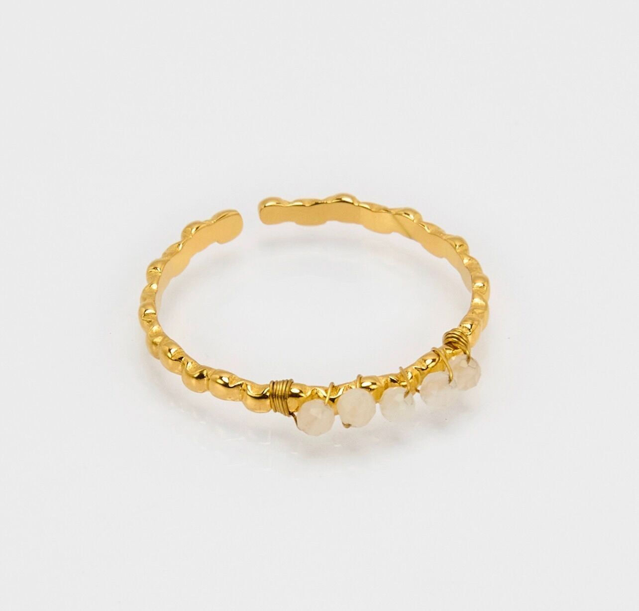 Anello in acciaio inossidabile con pietre colorate blu