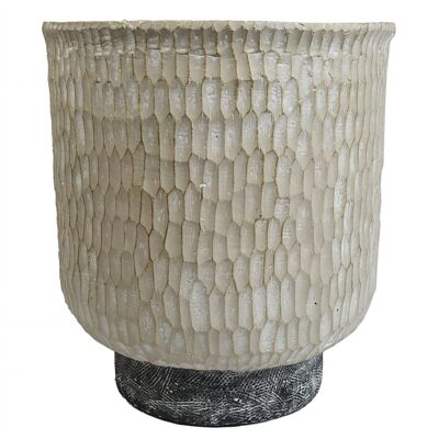 Maceta de composite con efecto piedra dorada cepillada de 32 cm x 29 cm