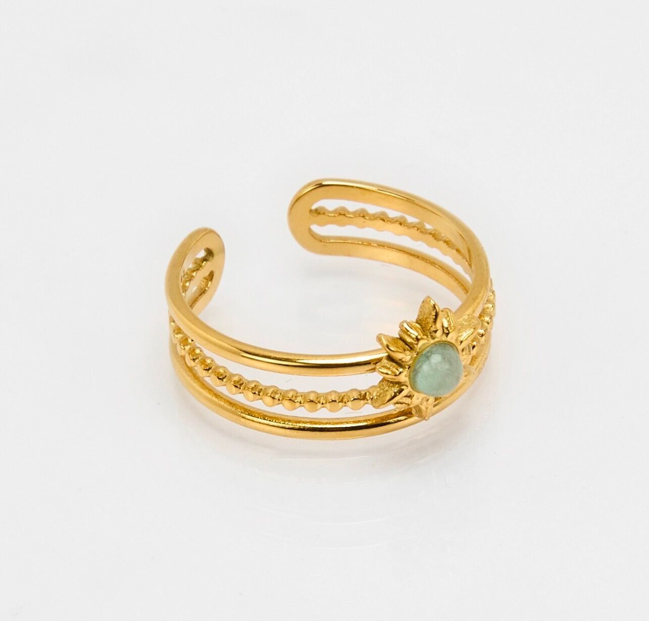 Anello in acciaio inossidabile sole pietra turchese