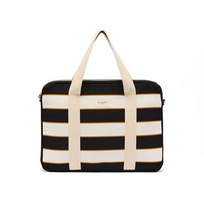 Bolso para ordenador con rayas elegante de Office - Negro