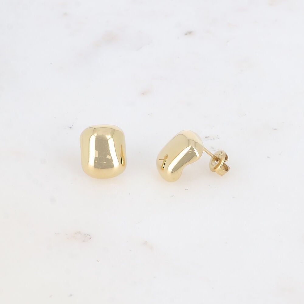 Orecchini a bottone in acciaio inossidabile - Piccolo quadrato curvo