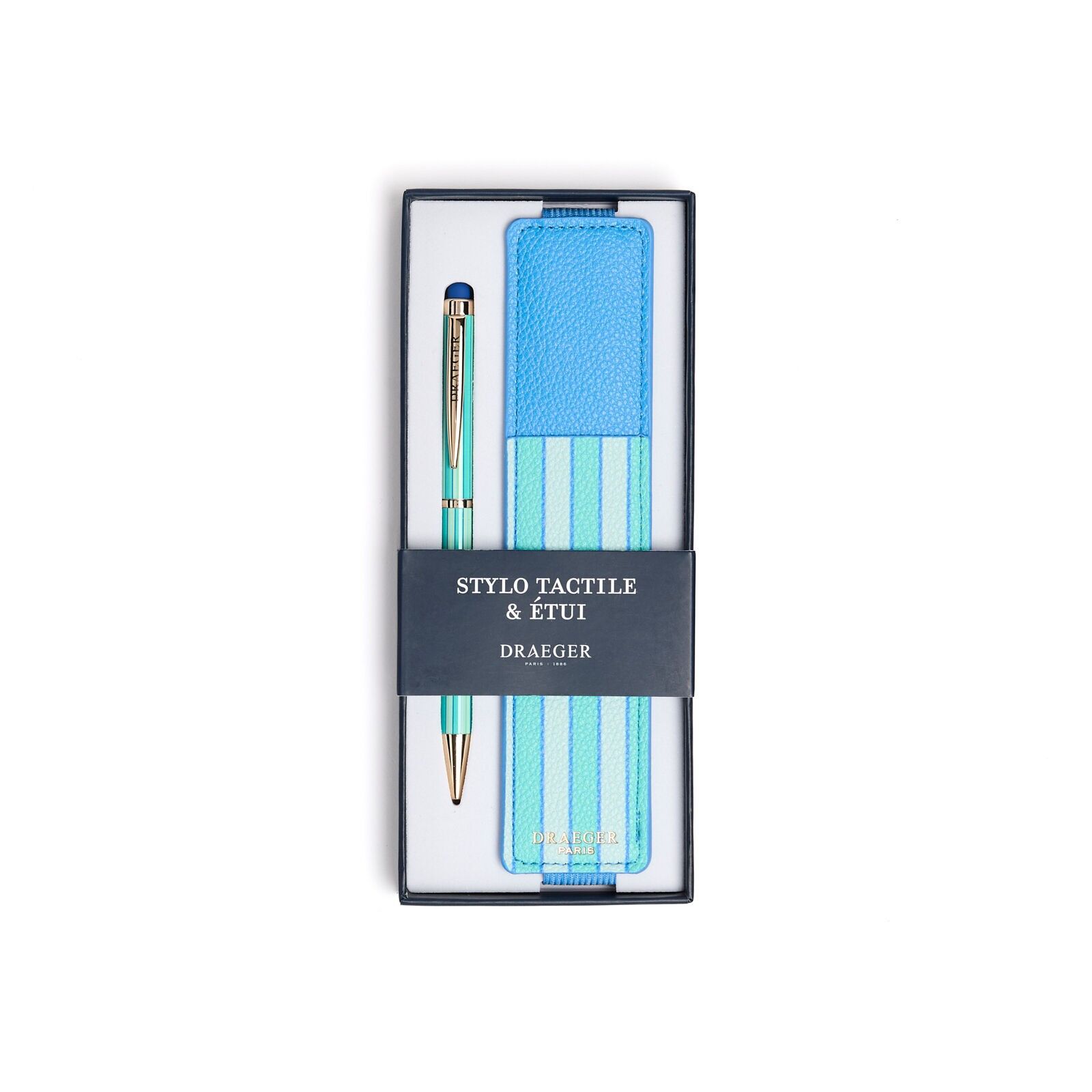 Touch Pen with Office Chic Case - Turquoise Stripes