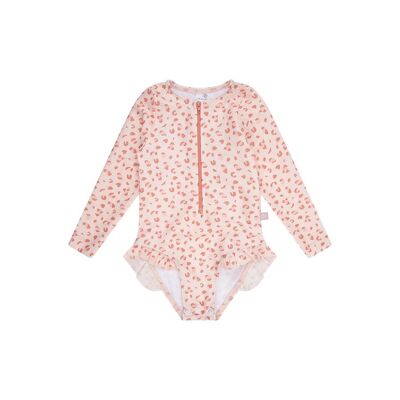 Essentiels de natation | Léopard | Maillot de bain UV rose ancien pour fille à manches longues