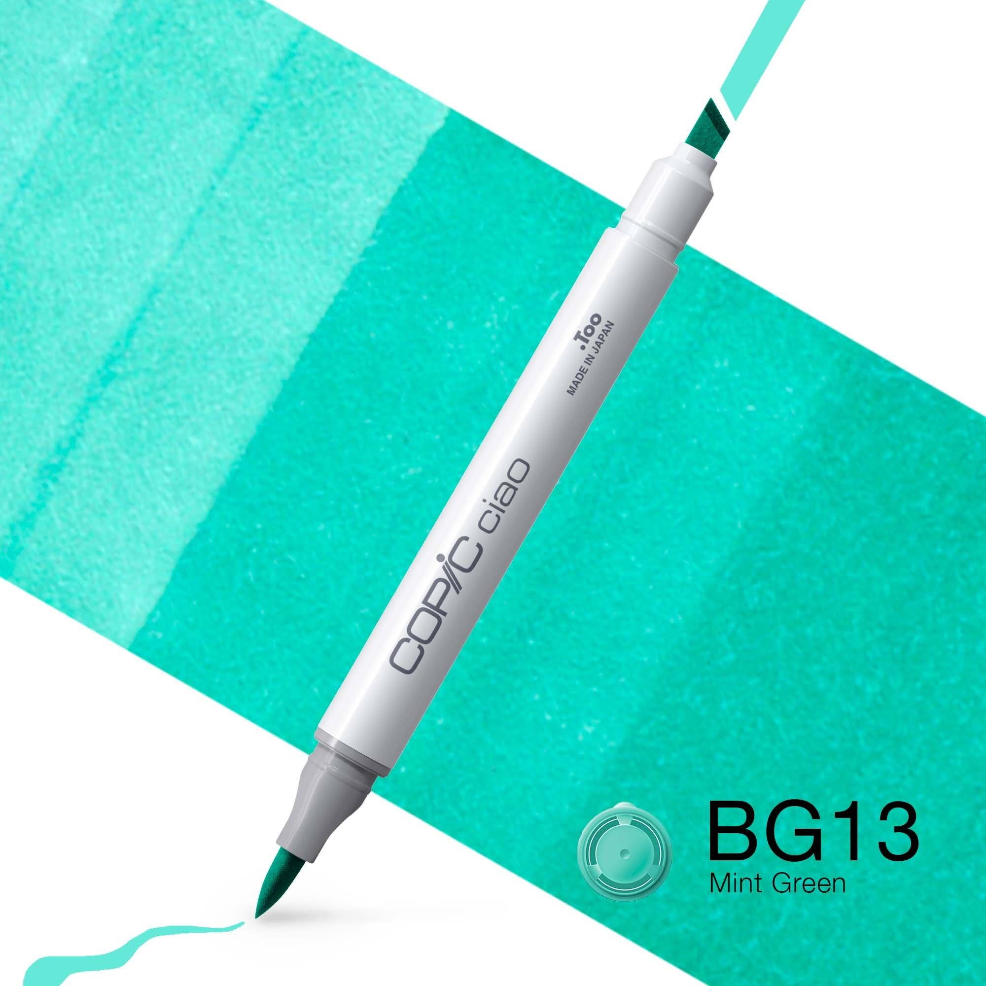Marqueur de couleur COPIC Ciao - (BG-13) Vert menthe, pour l'art et l'artisanat, le coloriage, les graphiques, le surligneur, le design, l'anime, les professionnels et les débutants, les fournitures d'art et les livres de coloriage