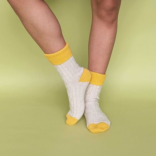 SLOUCH SOCKS - cashmere mix - cream/bright yellow  - CASE SIZE 3
