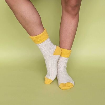 CALCETINES HOLGADOS - mezcla de cachemira - crema/amarillo brillante - CAJA TALLA 3