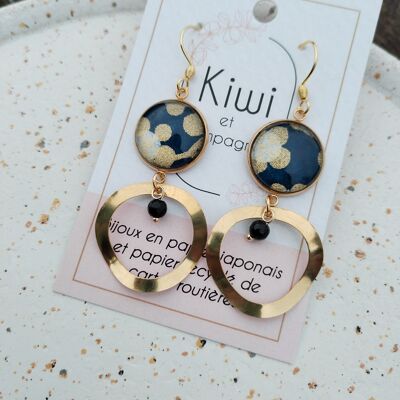 Boucles d'oreilles cabochons ronds 16mm - Acier doré -anneau laiton