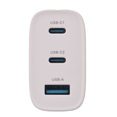 45W Fast Charging Adapter – 3 Inputs, USB & 2 Type-C